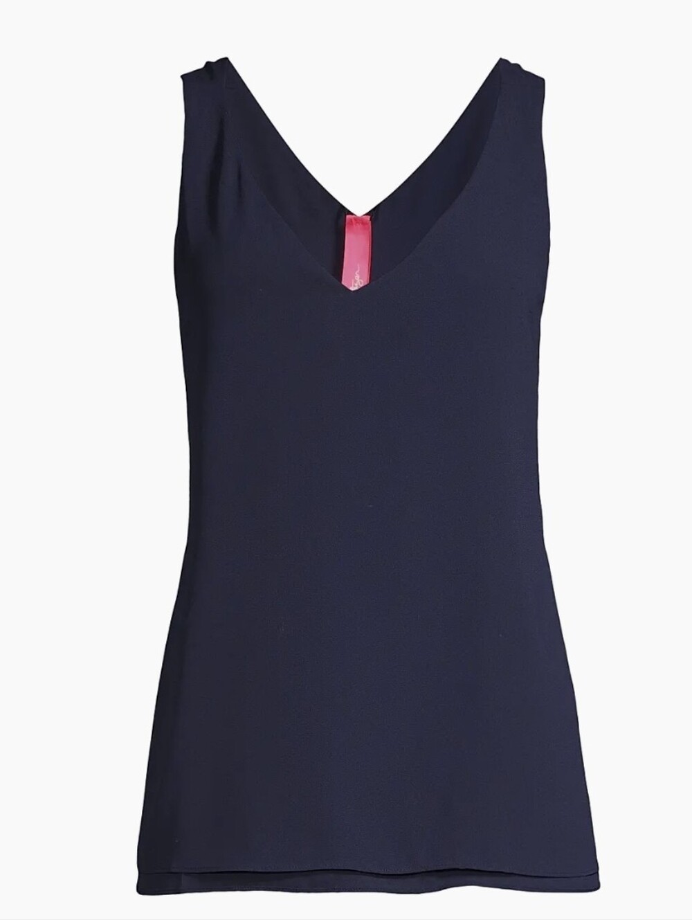 Lilly Pulitzer Navy V-Neck Tank with Pink Accent - True Navy